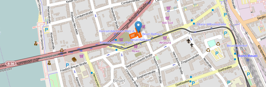 Lageplan Beueler Rathaus, Openstreetmap