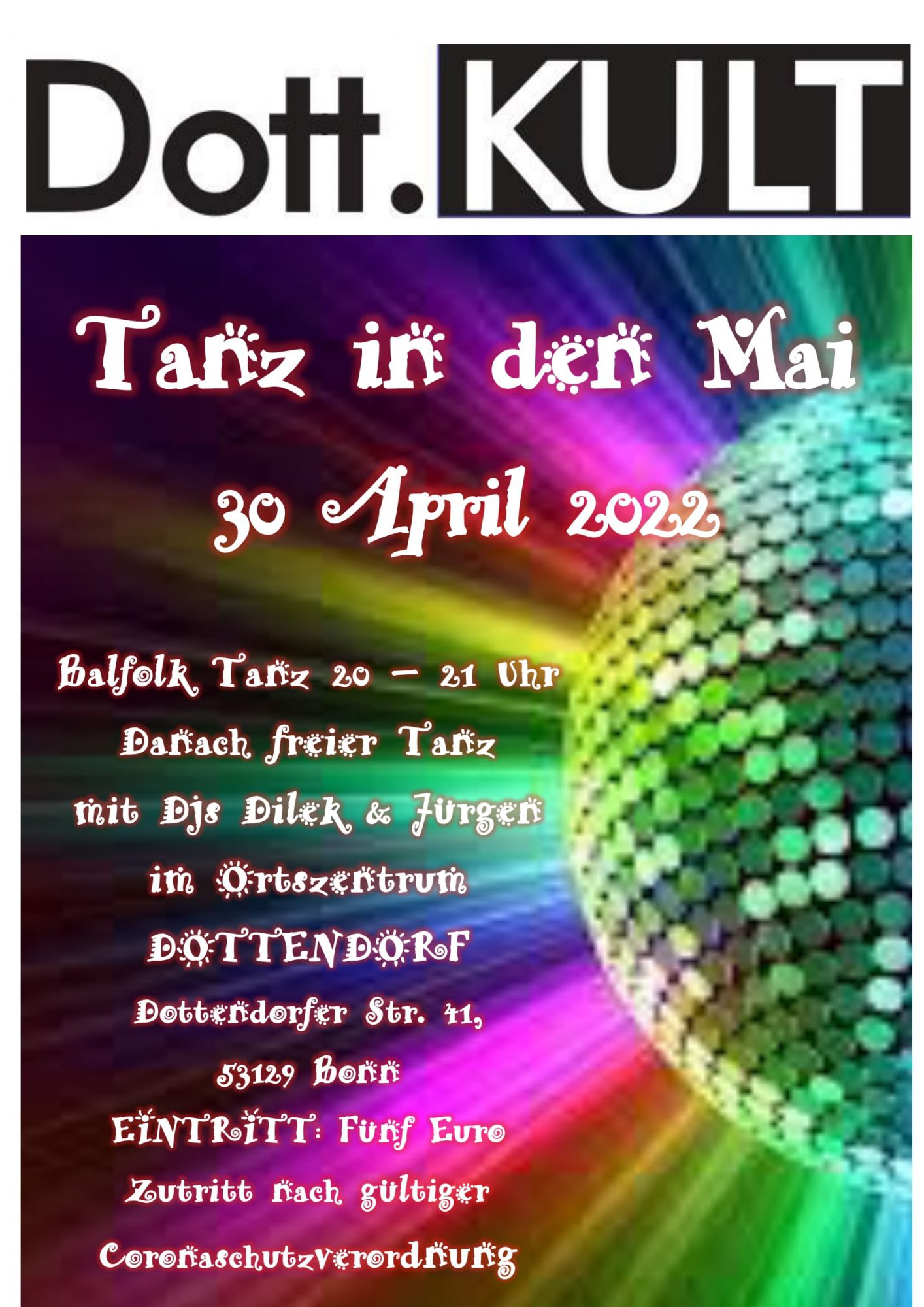 Es darf endlich wieder getanzt werden.  Von 20 bis 21 Balfolk-Tanz, danach freier Tanz mit DJs Dilek und Jürgen.
